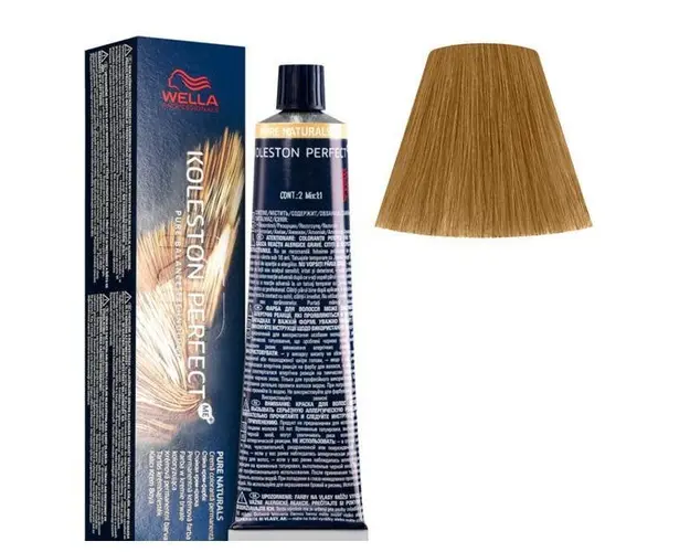 Vopsea Crema Permanenta - Wella Professionals Koleston Perfect ME+ Pure Naturals, nuanta 8/03 Blond Deschis Auriu Natural