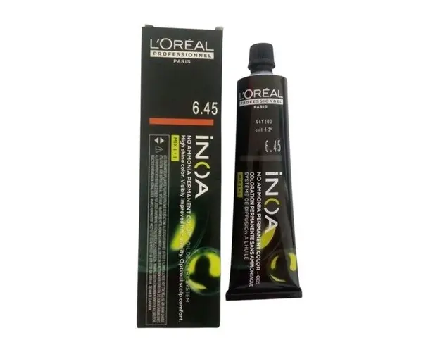 Vopsea de Par Demi-permanenta L'Oreal Professionnel Inoa 6.45 Dark Copper Mahogany Blonde, 60 ml