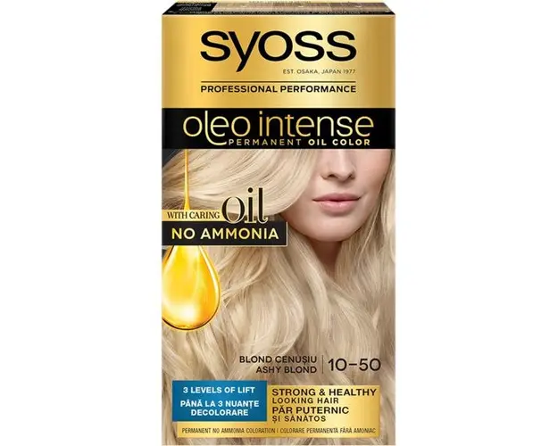 Vopsea de Par Demi-permanenta - Syoss Professional Performance Oleo Intense Permanent Oil Color, nuanta 10-50 Blond Cenusiu