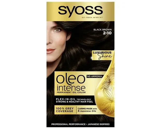 Vopsea de Par Demi-permanenta - Syoss Professional Performance Oleo Intense Permanent Oil Color, nuanta 2-10 Saten Foarte Inchis