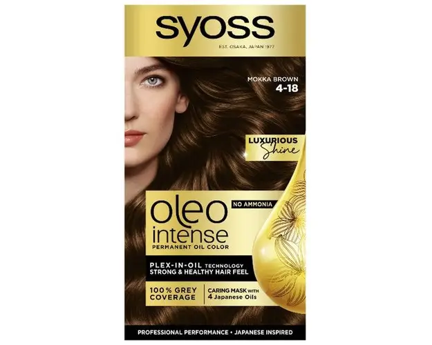Vopsea de Par Demi-permanenta - Syoss Professional Performance Oleo Intense Permanent Oil Color, nuanta 4-18 Saten Mokka