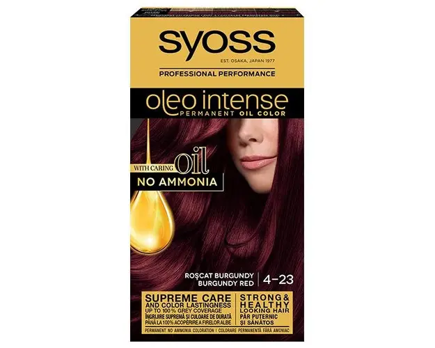 Vopsea de Par Demi-permanenta - Syoss Professional Performance Oleo Intense Permanent Oil Color, nuanta 4-23 Roscat Burgundy