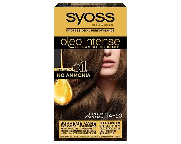 Vopsea de Par Demi-permanenta - Syoss Professional Performance Oleo Intense Permanent Oil Color, nuanta 4-60 Saten Auriu