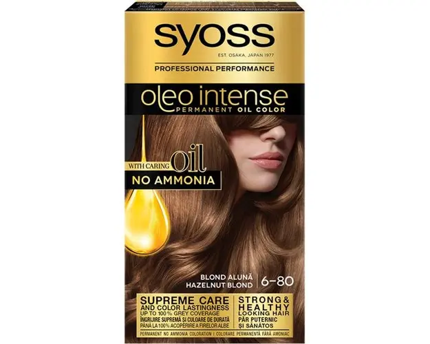 Vopsea de Par Demi-permanenta - Syoss Professional Performance Oleo Intense Permanent Oil Color, nuanta 6-80 Blond Aluna