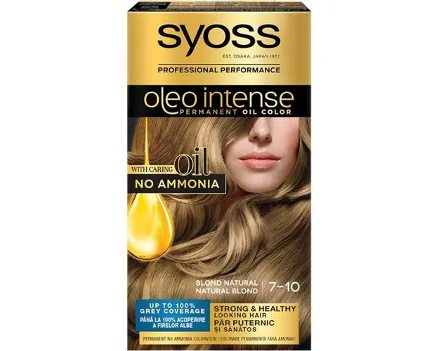 Vopsea de Par Demi-permanenta - Syoss Professional Performance Oleo Intense Permanent Oil Color, nuanta 7-10 Blond Natural