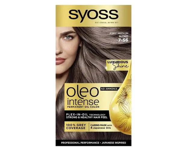 Vopsea de Par Demi-permanenta - Syoss Professional Performance Oleo Intense Permanent Oil Color, nuanta 7-56 Blond Mediu Cenusiu