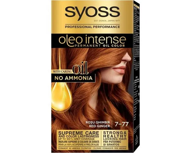 Vopsea de Par Demi-permanenta - Syoss Professional Performance Oleo Intense Permanent Oil Color, nuanta 7-77 Rosu Ghimbir