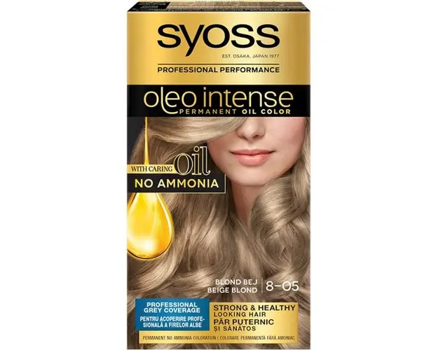 Vopsea de Par Demi-permanenta - Syoss Professional Performance Oleo Intense Permanent Oil Color, nuanta 8-05 Blond Bej