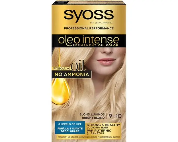 Vopsea de Par Demi-permanenta - Syoss Professional Performance Oleo Intense Permanent Oil Color, nuanta 9-10 Blond Luminos