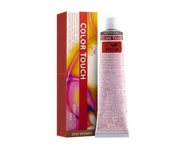 Vopsea de Par Demipermanenta - Wella Professionals Color Touch, Nuanta Medium Intense Brunette Brown 4/77, 60 ml