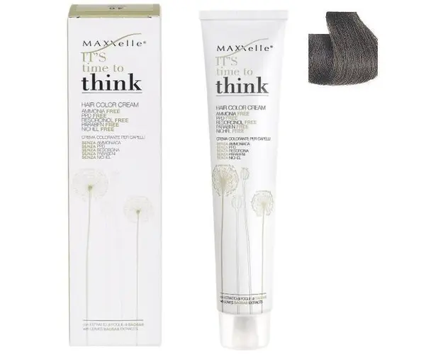 Vopsea de Par Demi-permanenta cu Ulei de Argan - Maxxelle Think Hair Color Cream, nuanta 4.0 Chestnut