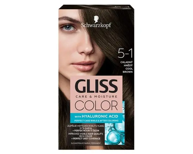 Vopsea de Par Permanenta cu Acid Hialuronic - Schwarzkopf Gliss Color Care & Moisture with Hyaluronic Acid, nuanta 5-1 Cool Brown
