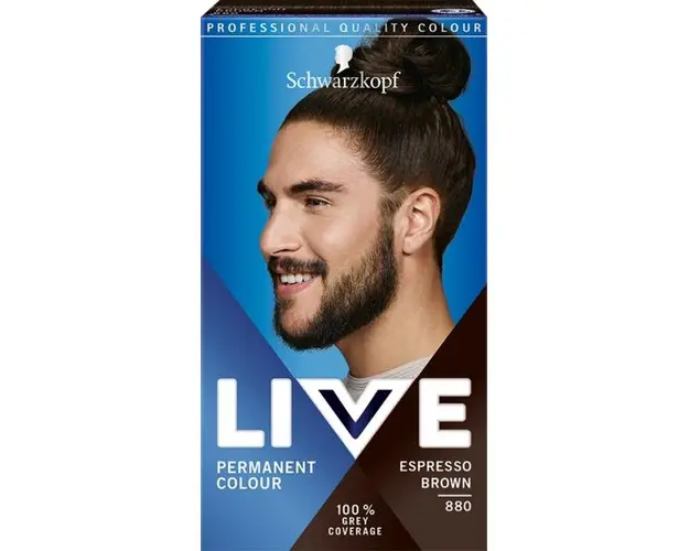 Vopsea de Par Permanenta pentru Barbati - Schwarzkopf Live Permanent Colour 100% Grey Coverage, nuanta 880 Expresso Brown