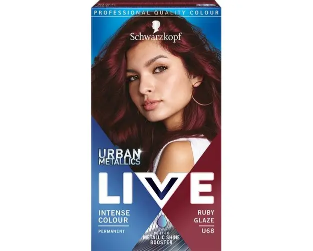 Vopsea de Par Permanenta - Schwarzkopf Live Urban Metallics Intense Colour Permanent Built-in Metallic Shine Booster, nuanta U68 Ruby Glaze