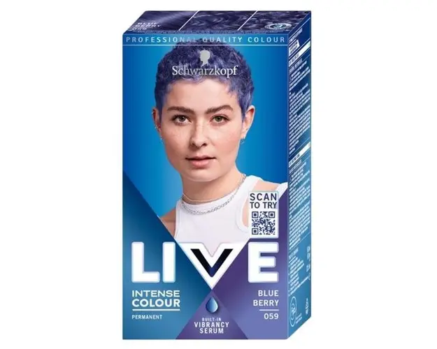 Vopsea de Par Permanenta - Schwarzkopf Live Intense Colour Permanent Built-in Vibrancy Serum, nuanta 059 Blue Berry