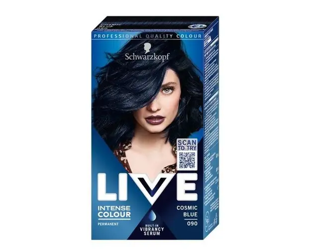 Vopsea de Par Permanenta - Schwarzkopf Live Intense Colour Permanent Built-in Vibrancy Serum, nuanta 090 Cosmic Blue