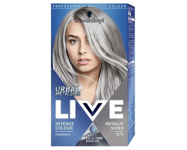 Vopsea de Par Permanenta - Schwarzkopf Live Urban Metallics Intense Colour Permanent Built-in Metallic Shine Booster, nuanta U71 Metallic Silver