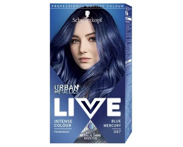 Vopsea de Par Permanenta - Schwarzkopf Live Urban Metallics Intense Colour Permanent Built-in Metallic Shine Booster, nuanta U67 Blue Mercury