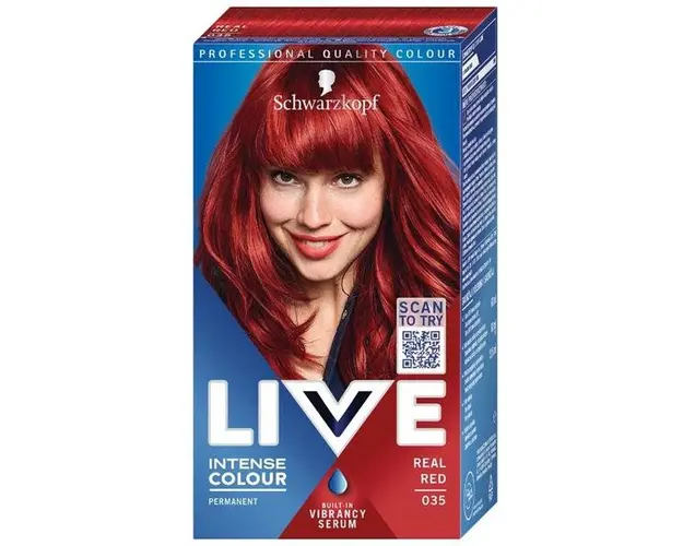 Vopsea de Par Permanenta - Schwarzkopf Live Intense Colour Permanent Built-in Vibrancy Serum, nuanta 035 Real Red