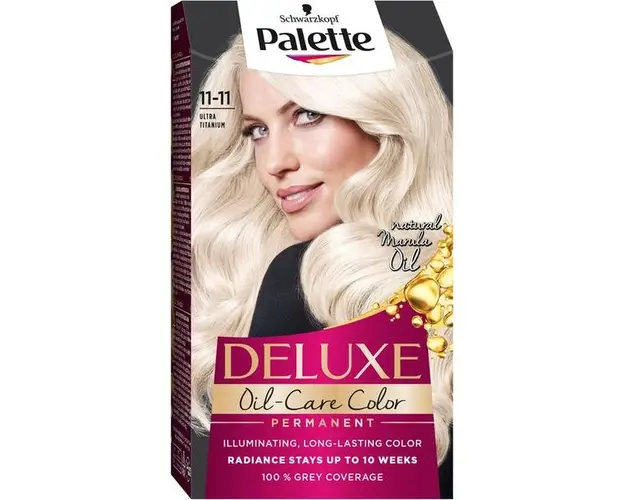 Vopsea de Par Permanenta - Schwarzkopf Palette Deluxe Oil-Care Color Permanent, nuanta 11-11 Ultra Titanium