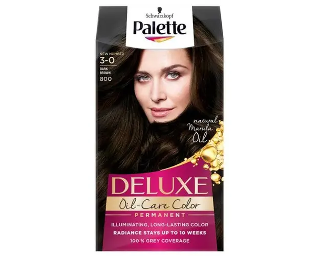 Vopsea de Par Permanenta - Schwarzkopf Palette Deluxe Oil-Care Color Permanent, nuanta 3-0 (800) Dark Brown