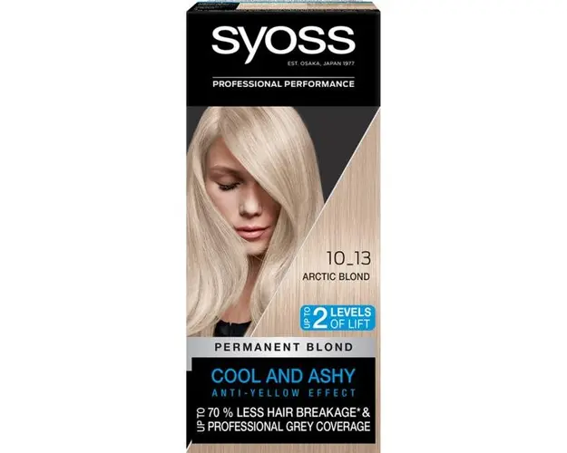Vopsea de Par Permanenta - Syoss Professional Performance Permanent Blond Cool and Ashy Anti-Yellow Effect Baseline, nuanta 10_13 Arctic Blond