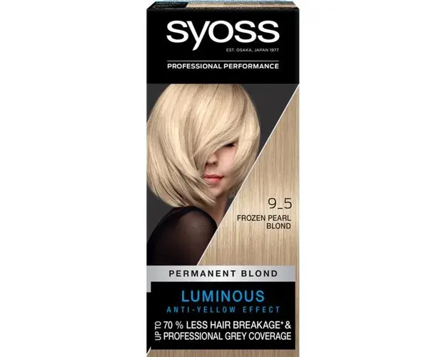 Vopsea de Par Permanenta - Syoss Professional Performance Permanent Blond Luminous Anti-Yellow Effect Baseline, nuanta 9_5 Frozen Pearl Blond