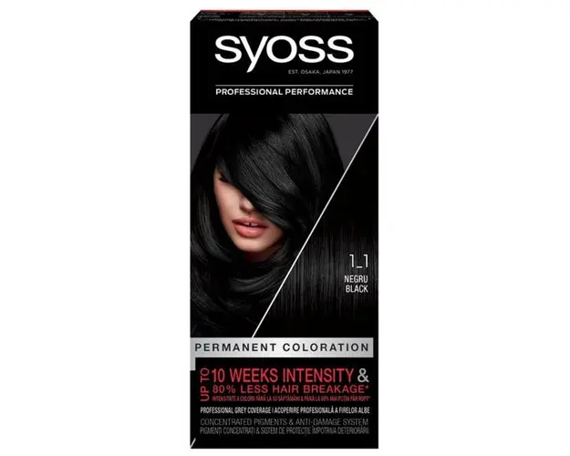 Vopsea de Par Permanenta - Syoss Professional Performance Permanent Coloration Baseline, nuanta 1_1 Black