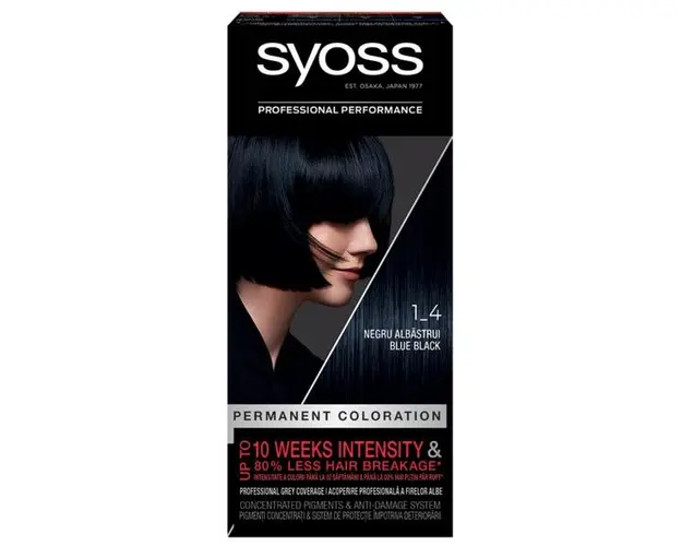 Vopsea de Par Permanenta - Syoss Professional Performance Permanent Coloration Baseline, nuanta 1_4 Blue Black