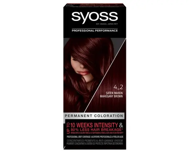Vopsea de Par Permanenta - Syoss Professional Performance Permanent Coloration Baseline, nuanta 4_2 Mahogany Brown