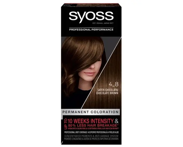 Vopsea de Par Permanenta - Syoss Professional Performance Permanent Coloration Baseline, nuanta 4_8 Chocolate Brown