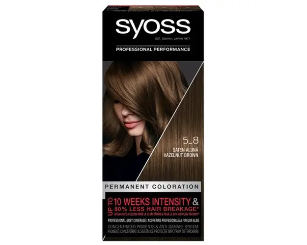 Vopsea de Par Permanenta - Syoss Professional Performance Permanent Coloration Baseline, nuanta 5_8 Hezelnut Brown