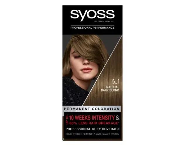 Vopsea de Par Permanenta - Syoss Professional Performance Permanent Coloration Baseline, nuanta 6-1 Natural Dark Blond