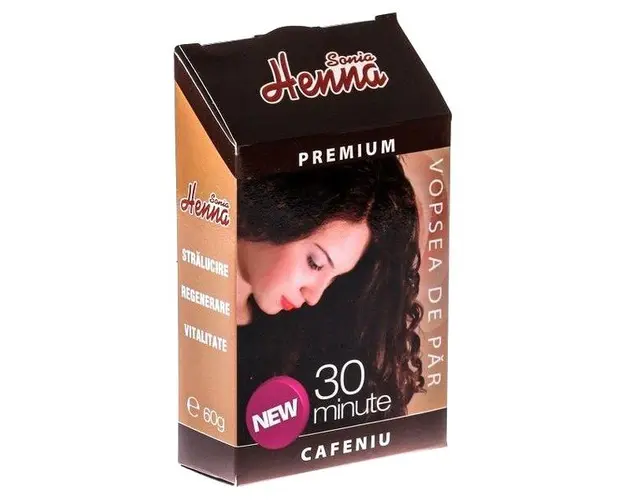 Vopsea de Par Premium Henna Sonia, Cafeniu, 60 g