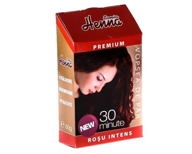 Vopsea de Par Premium Henna Sonia, Rosu Intens, 60 g