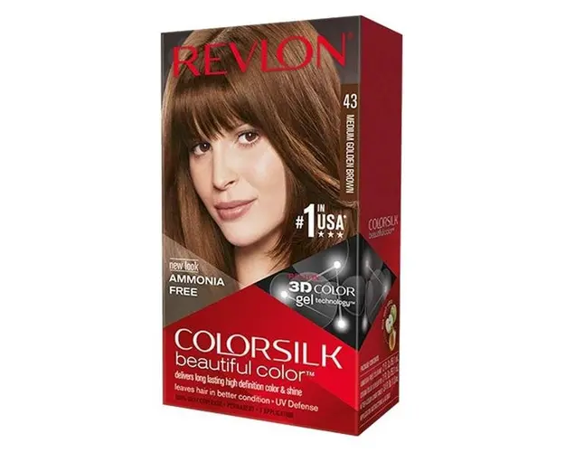 Vopsea de Par Revlon - Colorsilk, nuanta 43 Medium Golden Brown, 1 buc