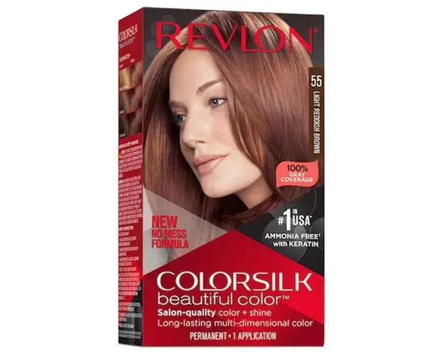 Vopsea de Par Revlon - Colorsilk, nuanta 55 Light Reddish Brown, 1 buc