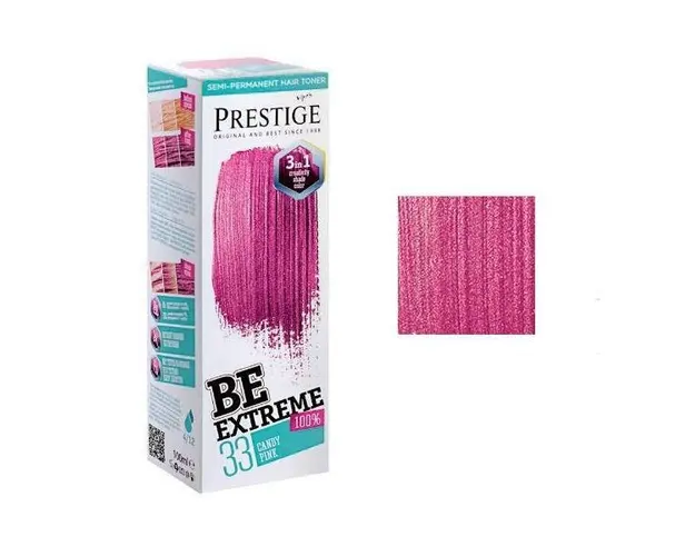 Vopsea de Par Semi-Permanenta Rosa Impex BeExtreme Prestige VIP&#039;s, nuanta BE33 Candy Pink, 100 ml