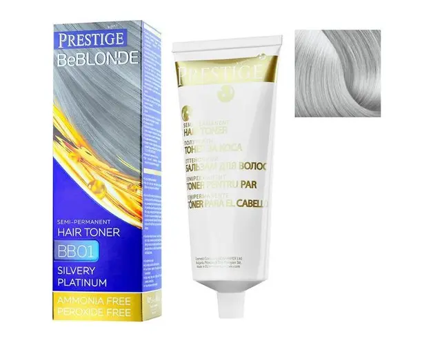 Vopsea de Par Semi-Permanenta Rosa Impex Prestige VIP&#039;s BeBlonde Hair Toner, nuanta BB02 Silver Effect, 100ml