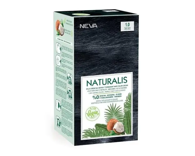 Vopsea de Par Vegana Fara Amoniac - Naturalis, Neva, nuanta 1.0 Negru Intens, 150 ml