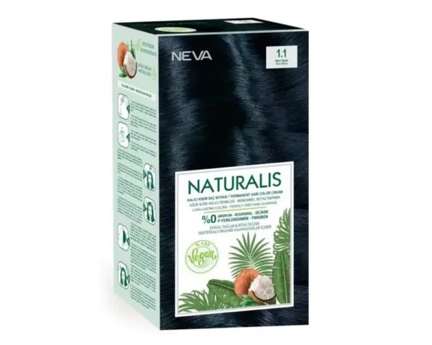 Vopsea de Par Vegana Fara Amoniac - Naturalis, Neva, nuanta 1.1 Negru Albastrui, 150 ml