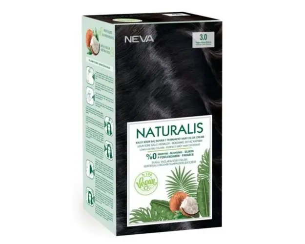 Vopsea de Par Vegana Fara Amoniac - Naturalis, Neva, nuanta 3.0 Saten Inchis Intens, 150 ml