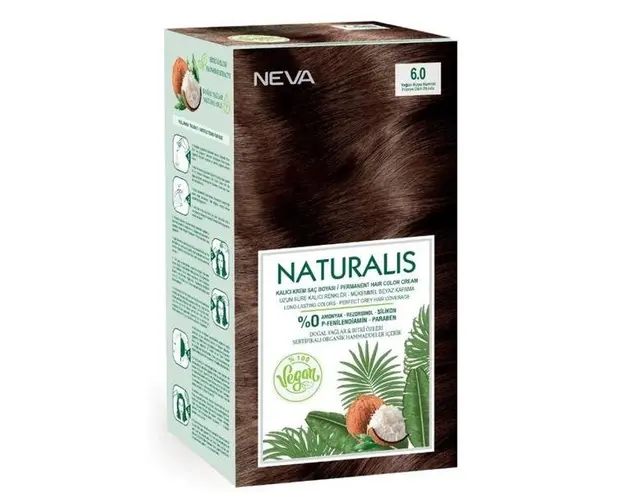 Vopsea de Par Vegana Fara Amoniac - Naturalis, Neva, nuanta 6.0 Blond Inchis Intens, 150 ml
