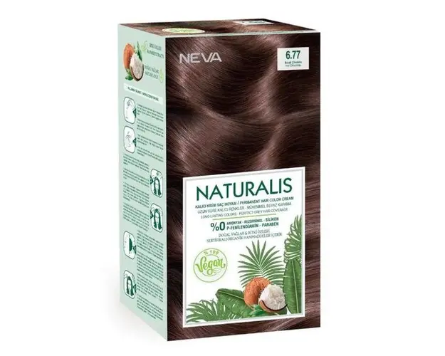 Vopsea de Par Vegana Fara Amoniac - Naturalis, Neva, nuanta 6.77 Ciocolatiu, 150 ml