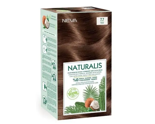 Vopsea de Par Vegana Fara Amoniac - Naturalis, Neva, nuanta 7.7 Caramel, 150 ml