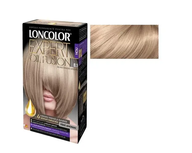 Vopsea de Par Permanenta Fara Amoniac Loncolor Expert Oil Fusion, nuanta 8.1 blond cenusiu deschis