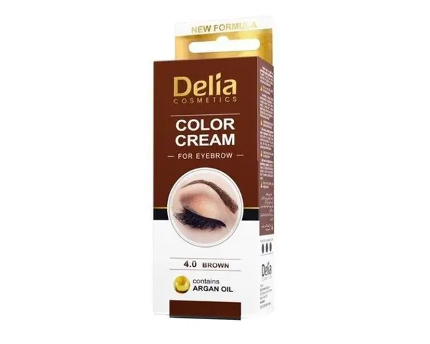 Vopsea pentru Sprancene cu Ulei de Argan Delia Cosmetics, nuanta 4.0 Maro, 15ml
