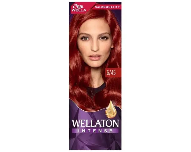 Vopsea Permanenta cu Ulei de Argan - Wella Wellaton Intense, nuanta 6/45 Rosu Pasional, 110 ml