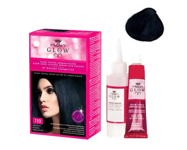 Vopsea Permanenta - Kallos Glow Long Lasting Cream Hair Colour Nuanta 110 Negru Albastrui