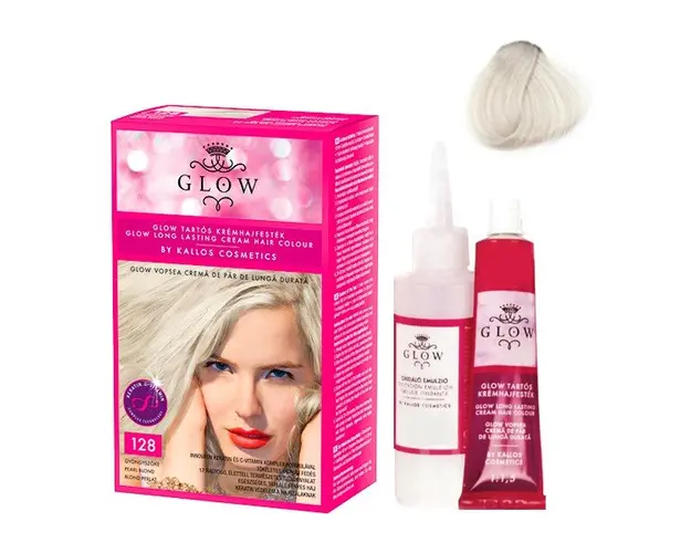 Vopsea Permanenta - Kallos Glow Long Lasting Cream Hair Colour Nuanta 128 Blond Perlat